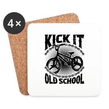 Kick It Old School BMX Racing Cycling BMX Rider - Coasters (set of 4) - white - Front