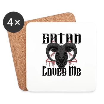 Satan Beelzebub Teufel Gothic Pentagram Mystisch - Untersetzer (4er-Set) - Weiß - Vorne