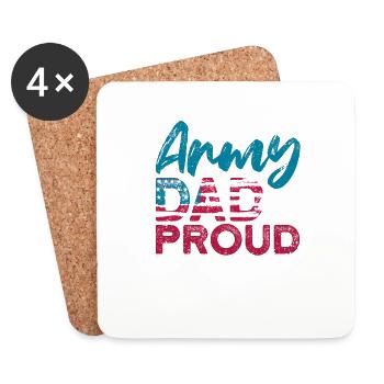 Père de l’armée et fier drapeau américain - Dessous de verre (lot de 4) - blanc - Devant