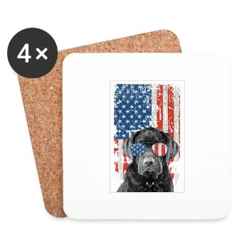 Pitbull American Flag 4th of July Pitbull Dad - Coasters (set of 4) - white - Front