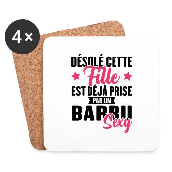 Cette fille est déjà prise par un barbu sexy - Dessous de verre (lot de 4) - blanc - Devant