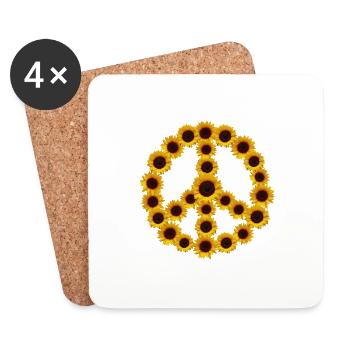 Tournesols Signe de Paix Cool Fleur Florale Nature - Dessous de verre (lot de 4) - blanc - Devant