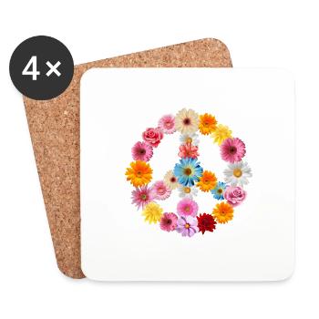 Peace Love Flowers Cool Floral Lover Jardinage Jeu de mots - Dessous de verre (lot de 4) - blanc - Devant