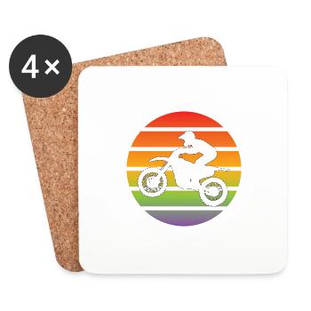 Moto Motocycliste Motocross Fan de moto - Dessous de verre (lot de 4) - blanc - Devant