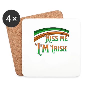 Kiss me Im Irish - Saint Patricks day Paddy's Day - Untersetzer (4er-Set) - Weiß - Vorne
