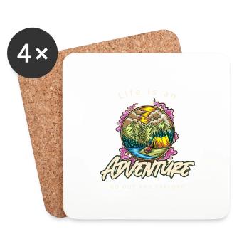 Life is an adventure - Outdoor Mountain Tent - Coasters (set of 4) - white - Front