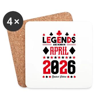 Geburtstagsgeschenk April 2026. Kartenspiele. - Untersetzer (4er-Set) - Weiß - Vorne
