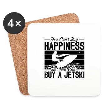 Vous ne pouvez pas acheter Happiness Retro Watercraft Jet Skier - Dessous de verre (lot de 4) - blanc - Devant