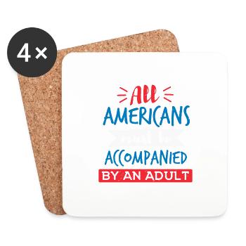 TOUS LES AMÉRICAINS DOIVENT ÊTRE ACCOMPAGNÉS D’UN ADULTE - Dessous de verre (lot de 4) - blanc - Devant