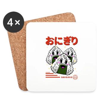Japon petits Onigiris Kanji - Dessous de verre (lot de 4) - blanc - Devant