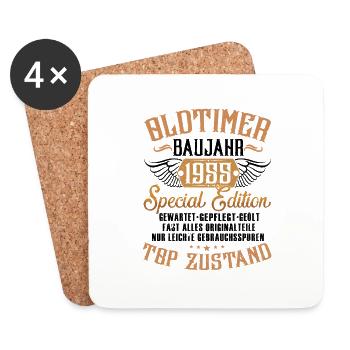 Oldtimer 1955 Baujahr – Vintage Retro Geburtstag - Untersetzer (4er-Set) - Weiß - Vorne