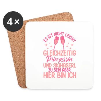 Apres Ski Es Ist Nicht Leicht Prinzessin Skihaserl - Untersetzer (4er-Set) - Weiß - Vorne