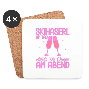 Apres Ski Skihaserl Am Tag Après Ski Queen Geschen - Untersetzer (4er-Set) - Weiß - Vorne