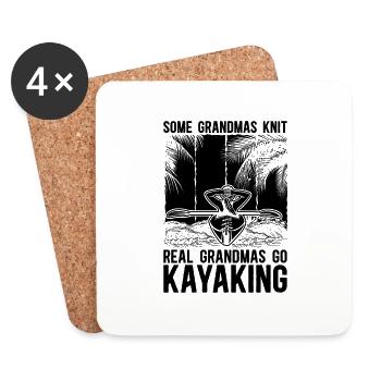 Quelques grands-mères tricotées rétro pédalo kayak amoureux - Dessous de verre (lot de 4) - blanc - Devant
