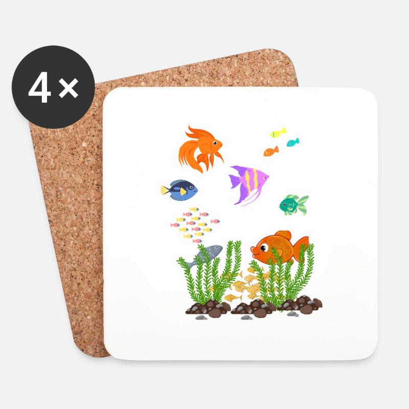 Aquarium - Untersetzer (4er-Set) - Weiß