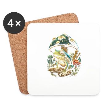 Cottagecore Aesthetic Frog Mushroom - Untersetzer (4er-Set) - Weiß - Vorne