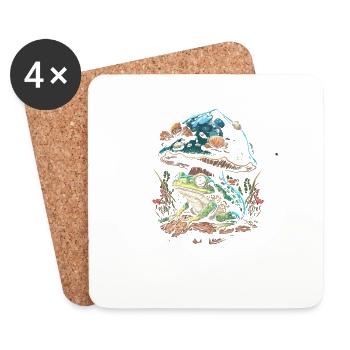 Cottagecore Aesthetic Frog Mushroom - Untersetzer (4er-Set) - Weiß - Vorne