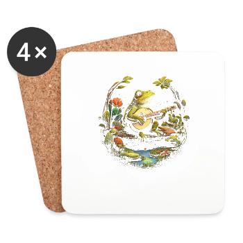 Cottagecore Aesthetic Frog playing Banjo - Untersetzer (4er-Set) - Weiß - Vorne
