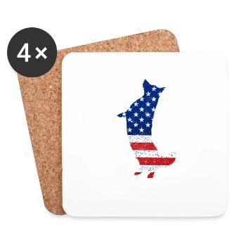 Corgi 4 juillet amoureux des chiens chiot patriotique sur - Dessous de verre (lot de 4) - blanc - Devant
