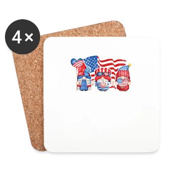 4. Juli patriotische Gnome Tee Sommer USA Flagge - Untersetzer (4er-Set) - Weiß - Vorne
