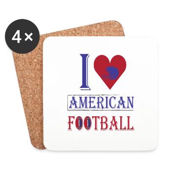 FoundLux, I LOVE AMERICAN FOOTBALL - Untersetzer (4er-Set) - Weiß - Vorne