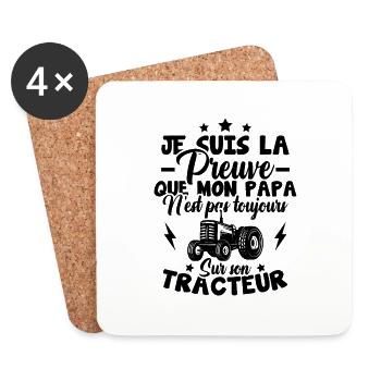 Preuve que mon papa tracteur, Papa agriculteur - Dessous de verre (lot de 4) - blanc - Devant