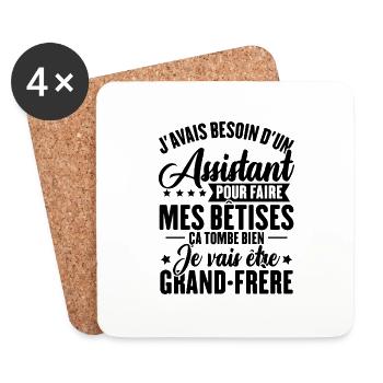 Je vais être grand frère, Futur grand frère - Dessous de verre (lot de 4) - blanc - Devant