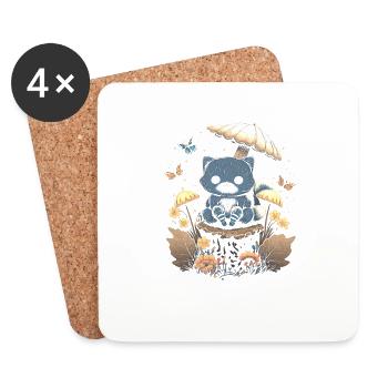 Cottagecore Aesthetic Mushroom Cat - Untersetzer (4er-Set) - Weiß - Vorne
