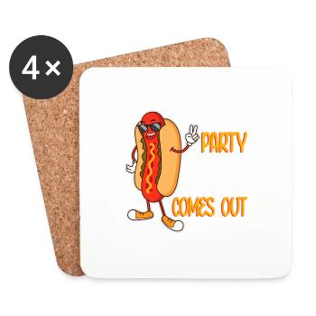It's not a party until the weiner comes out Cool - Coasters (set of 4) - white - Front