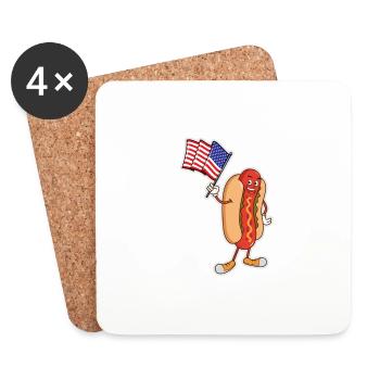 Hot diggity Dog Cool American Flog Hotdog Lover - Coasters (set of 4) - white - Front