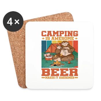 Camping Is Awesome, Beer Makes It Awesomer 2 - Coasters (set of 4) - white - Front