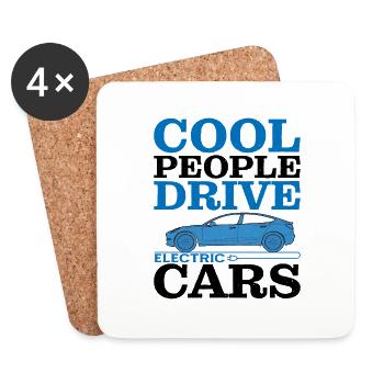 Cool People Drive Electric Cars - Coasters (set of 4) - white - Front
