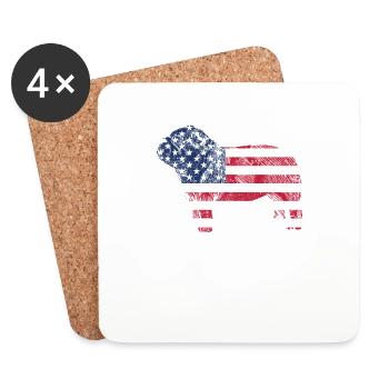 English Bulldog July 4 Patriotic Dog - Coasters (set of 4) - white - Front