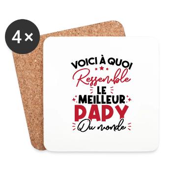 Voici à quoi ressemble le meilleur papy du monde - Dessous de verre (lot de 4) - blanc - Devant