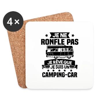 Je rêve que je suis un Camping car - Dessous de verre (lot de 4) - blanc - Devant