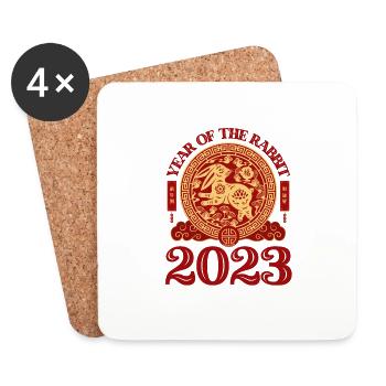 Nouvel an chinois du Lapin 2023 - Dessous de verre (lot de 4) - blanc - Devant
