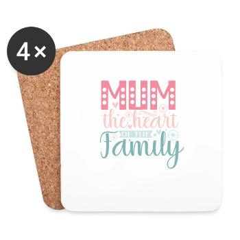 Mama ist das Herz der Familie - Untersetzer (4er-Set) - Weiß - Vorne