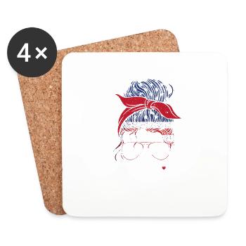 July Girl Wink Eye American Flag July 4 - Coasters (set of 4) - white - Front