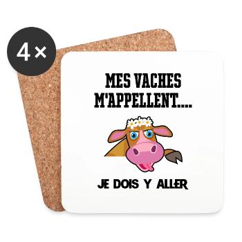 Mes vaches m'appellent je dois y aller - Dessous de verre (lot de 4) - blanc - Devant