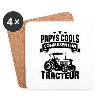 Papys cools conduisent un tracteur humour - Dessous de verre (lot de 4) - blanc - Devant
