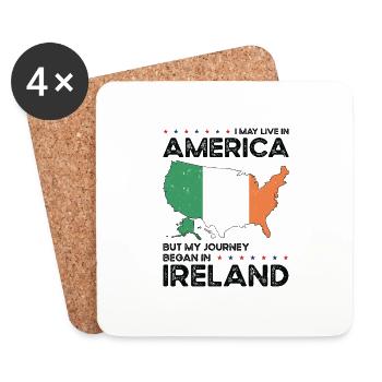 Geboren in Irland Irland Amerikanisch USA - Untersetzer (4er-Set) - Weiß - Vorne