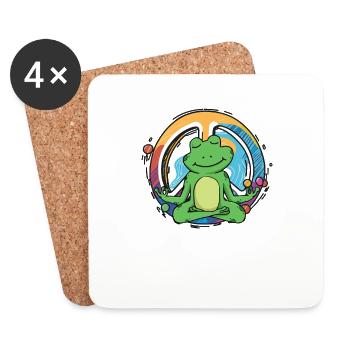 Hippie Frog Peace Sign Yoga Frogs Hippies Humour - Dessous de verre (lot de 4) - blanc - Devant