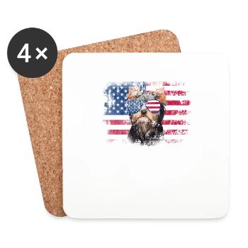Yorkshire American flag patriotic Yorkie - Coasters (set of 4) - white - Front