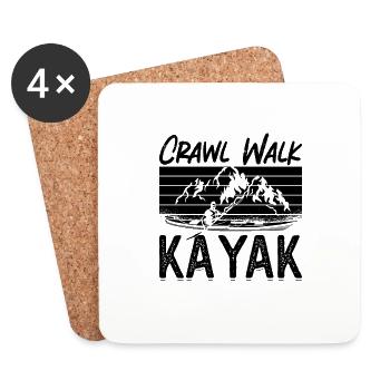 Crawl Walk Kayak Kayak Sports nautiques Kayak Lover - Dessous de verre (lot de 4) - blanc - Devant