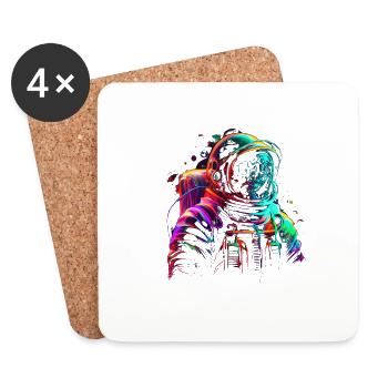 Outer Space Line Art Bunte Spaß Spaceman - Untersetzer (4er-Set) - Weiß - Vorne