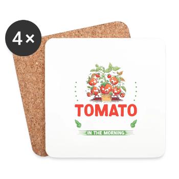 J’aime l’odeur des plants de tomates, Funny Tomato - Dessous de verre (lot de 4) - blanc - Devant