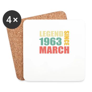 60th Birthday March Vintage 1963 Gift Idea - Coasters (set of 4) - white - Front