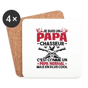 Un papa chasseur c'est comme un papa normal - Dessous de verre (lot de 4) - blanc - Devant