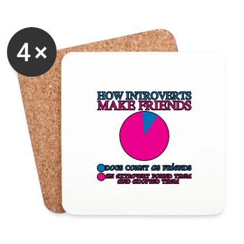 Comment les introvertis se font des amis 2 - Dessous de verre (lot de 4) - blanc - Devant