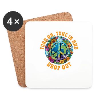 Hippie Peace Sign Peace Flowers Flower Child - Dessous de verre (lot de 4) - blanc - Devant